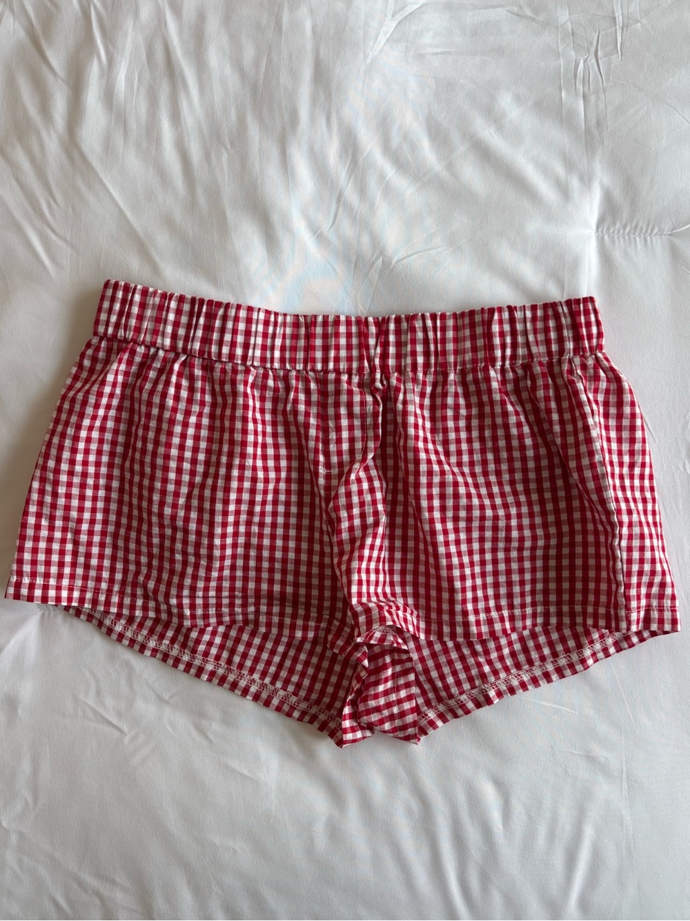 Edikted red gingham boxer shorts